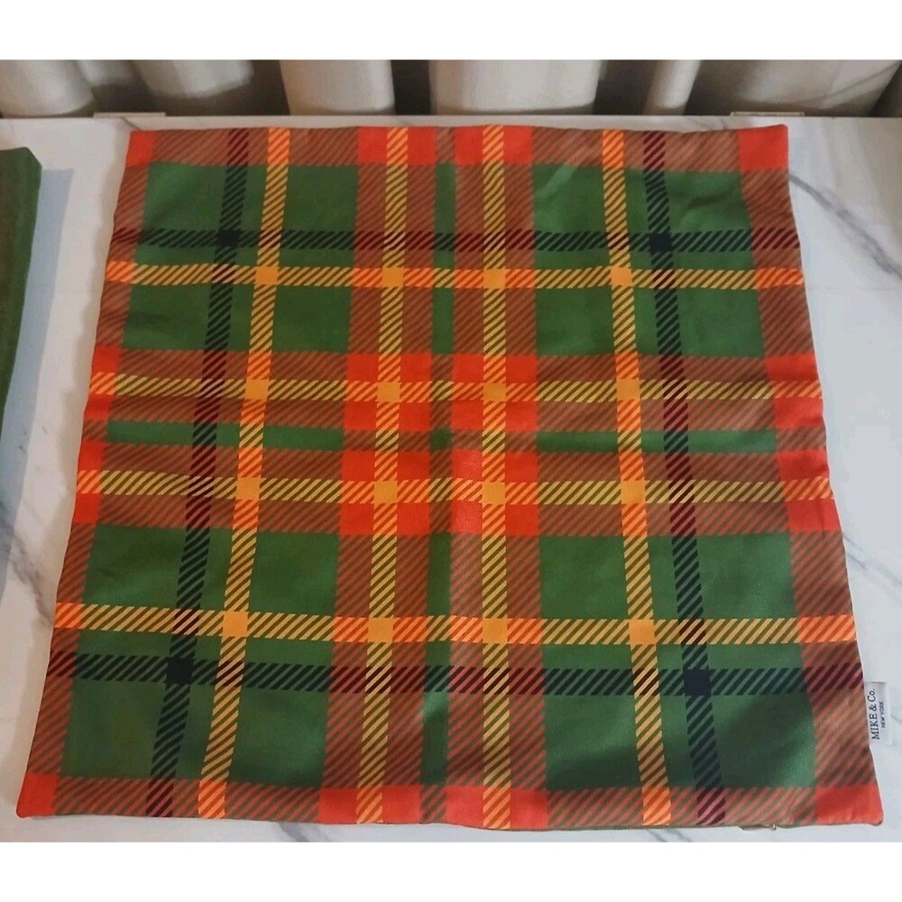 Mike and Co. Christmas Pillow Covers Set of 2 18X18 Reindeer Plaid Holiday Decor - Picture 3 of 5